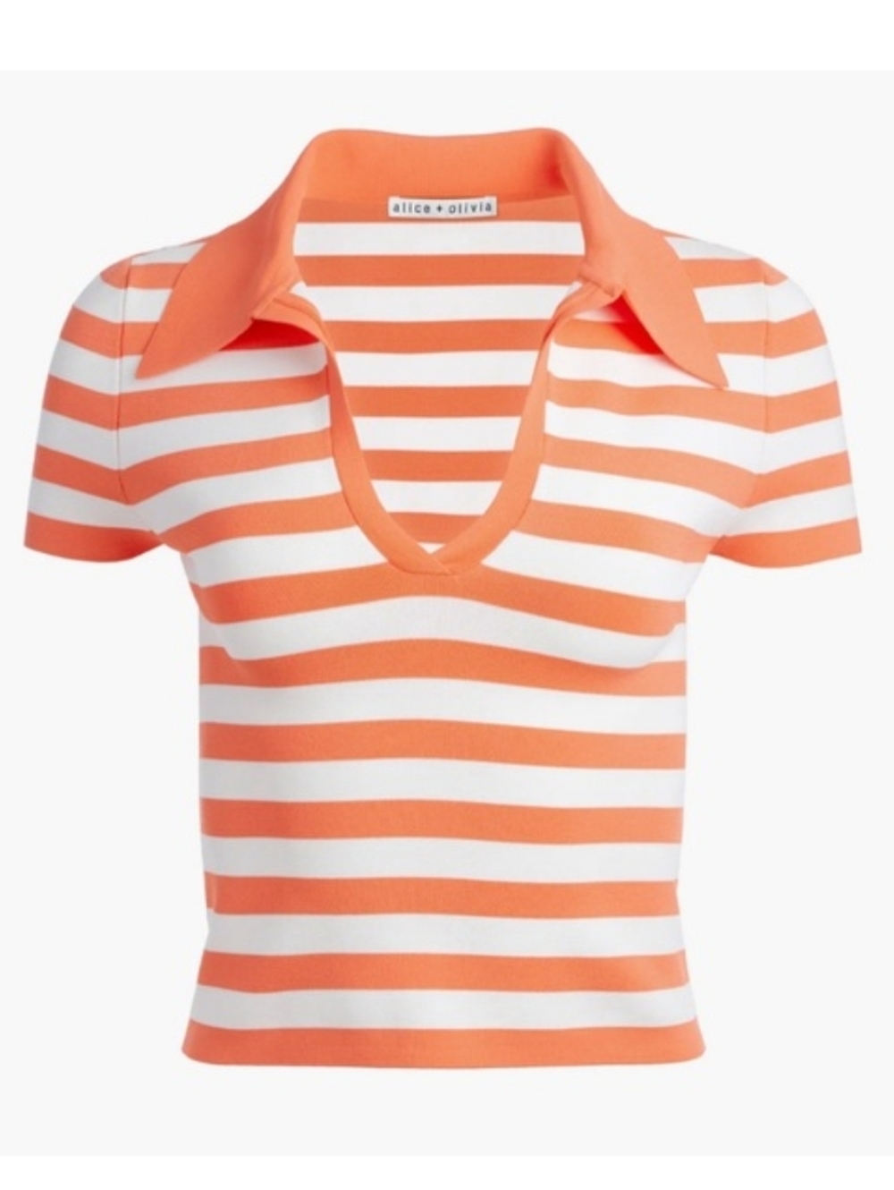 alice + olivia NWT$330 Martha Stripe Crop Knit Polo Sz Large